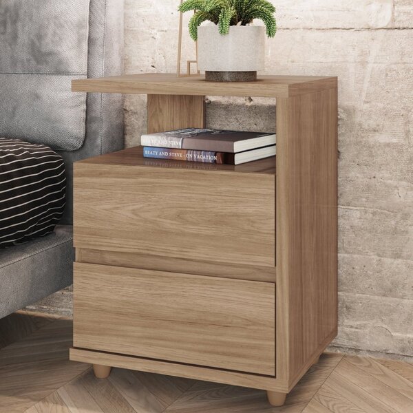 Mesa De Cabeceira 2 Gavetas Campeche Jacaranda