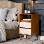 Mesa De Cabeceira 2 Gavetas Com Nicho Aroma Freijó/off White