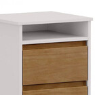 Mesa De Cabeceira 2 Gavetas Com Nicho Prata - Off White/freijo