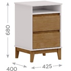 Mesa De Cabeceira 2 Gavetas Com Nicho Prata - Off White/freijo