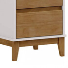 Mesa De Cabeceira 2 Gavetas Com Nicho Prata - Off White/freijo