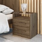 Mesa De Cabeceira 2 Gavetas Com Prateleira Em Vidro Ibiza Bia