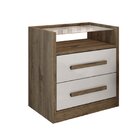 Mesa De Cabeceira 2 Gavetas Com Prateleira Em Vidro Ibiza Bia