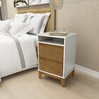 Mesa De Cabeceira 2 Gavetas Com Puxador Em Cava E 1 Nicho Pra