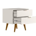 Mesa De Cabeceira 2 Gavetas Demadero  Off White/cristal