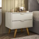 Mesa De Cabeceira 2 Gavetas Demadero  Off White/cristal