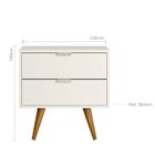 Mesa De Cabeceira 2 Gavetas Demadero  Off White/cristal