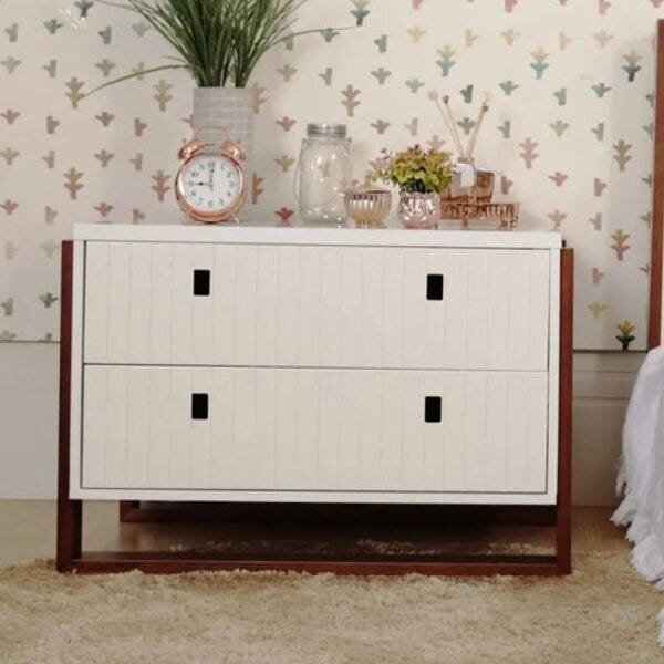 Mesa De Cabeceira 2 Gavetas Dominó Divicar Branco/mel