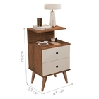 Mesa De Cabeceira 2 Gavetas E Tomada Rick Madeirado Off White