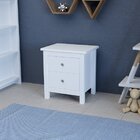 Mesa De Cabeceira 2 Gavetas Em Madeira Maciça Alba  Branco