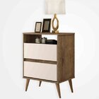 Mesa De Cabeceira 2 Gavetas Lotus  Jequitibá/off White