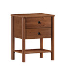 Mesa De Cabeceira 2 Gavetas Madeira Apoana Castanho Corrediça