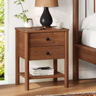 Mesa De Cabeceira 2 Gavetas Madeira Apoana Castanho Corrediça