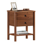 Mesa De Cabeceira 2 Gavetas Madeira Apoana Castanho Corrediça
