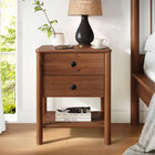 Mesa De Cabeceira 2 Gavetas Madeira Apoana Castanho Corrediça