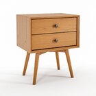 Mesa De Cabeceira 2 Gavetas Madeira Maciça Meg Champagne