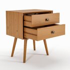 Mesa De Cabeceira 2 Gavetas Madeira Maciça Meg Champagne