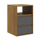 Mesa De Cabeceira 2 Gavetas Mdf Select Belmax Freijó/titânio