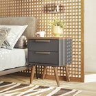 Mesa De Cabeceira 2 Gavetas New Conect  Canela