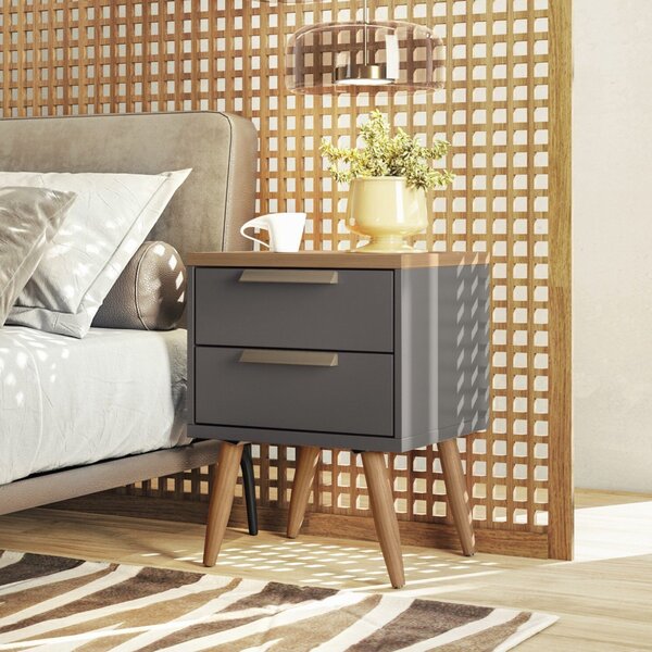 Mesa De Cabeceira 2 Gavetas New Conect  Canela