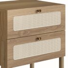 Mesa De Cabeceira 2 Gavetas Palhinha Pé Madeira Oslo  Neutras