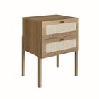 Mesa De Cabeceira 2 Gavetas Palhinha Pé Madeira Oslo  Neutras