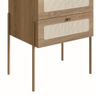 Mesa De Cabeceira 2 Gavetas Palhinha Pé Metal Dourado Oslo  B