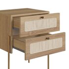 Mesa De Cabeceira 2 Gavetas Palhinha Pé Metal Dourado Oslo  B