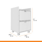 Mesa De Cabeceira 2 Gavetas Para Quarto 61 X 38 Cm Mdp Branco