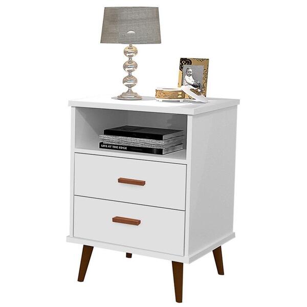 Mesa De Cabeceira 2 Gavetas Pés Palito Itália H03 Branco