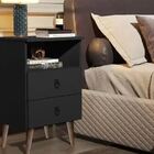 Mesa De Cabeceira 2 Gavetas Preto Pés Palito Jalmac Lm Moveis