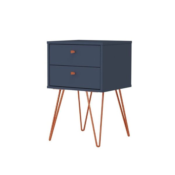 Mesa De Cabeceira 2 Gavetas Retrô Bled  Azul