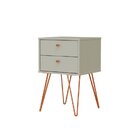 Mesa De Cabeceira 2 Gavetas Retrô Bled  Off White
