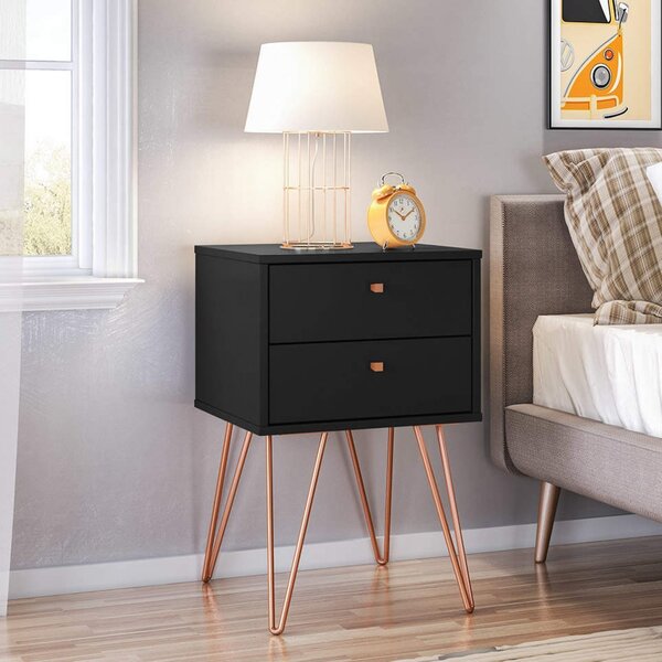 Mesa De Cabeceira 2 Gavetas Retro Bled  Preto