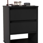 Mesa De Cabeceira 2 Gavetas Retrô Taurus - Ej Móveis - Preto