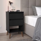 Mesa De Cabeceira 2 Gavetas Retrô Taurus - Ej Móveis - Preto