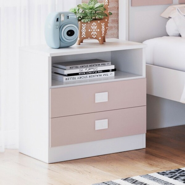 Mesa De Cabeceira 2 Gavetas Rosa 8004 - Percasa