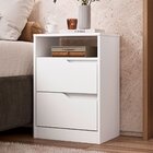 Mesa De Cabeceira 2 Gavetas Sem Pés Doble Branco / Nature