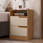 Mesa De Cabeceira 2 Gavetas Sem Pés Doble Jatoba / Fendi Meta