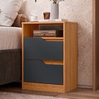 Mesa De Cabeceira 2 Gavetas Sem Pés Doble Nature/ Titanium