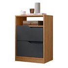 Mesa De Cabeceira 2 Gavetas Sem Pés Doble Nature/ Titanium