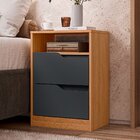 Mesa De Cabeceira 2 Gavetas Sem Pés Doble Nature/ Titanium