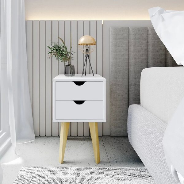 Mesa De Cabeceira 2 Gavetas Smile  Branco