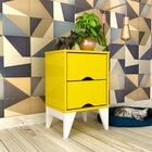Mesa de Cabeceira 2 Gavetas Twister - Tcil - Amarelo / Branco