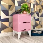 Mesa de Cabeceira 2 Gavetas Twister - Tcil - Quartzo Rosa / B