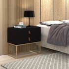 Mesa De Cabeceira 2 Gavetas Unic 60 Estilo Industrial Base De