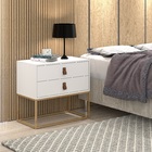 Mesa De Cabeceira 2 Gavetas Unic 60 Estilo Industrial Base De