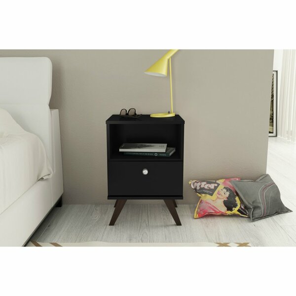 Mesa de Cabeceira 3019 Retrô 1 Gaveta - Movelbento - Preto