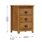 Mesa De Cabeceira 3 Gav Madeira Maciça 46 Cm 9130 Milani Store