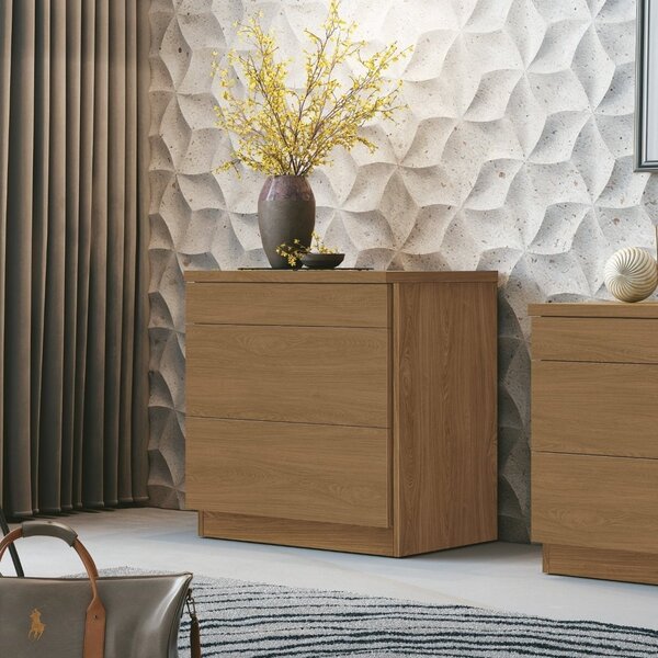 Mesa De Cabeceira 3 Gavetas 100% Mdf Versatile Freijó